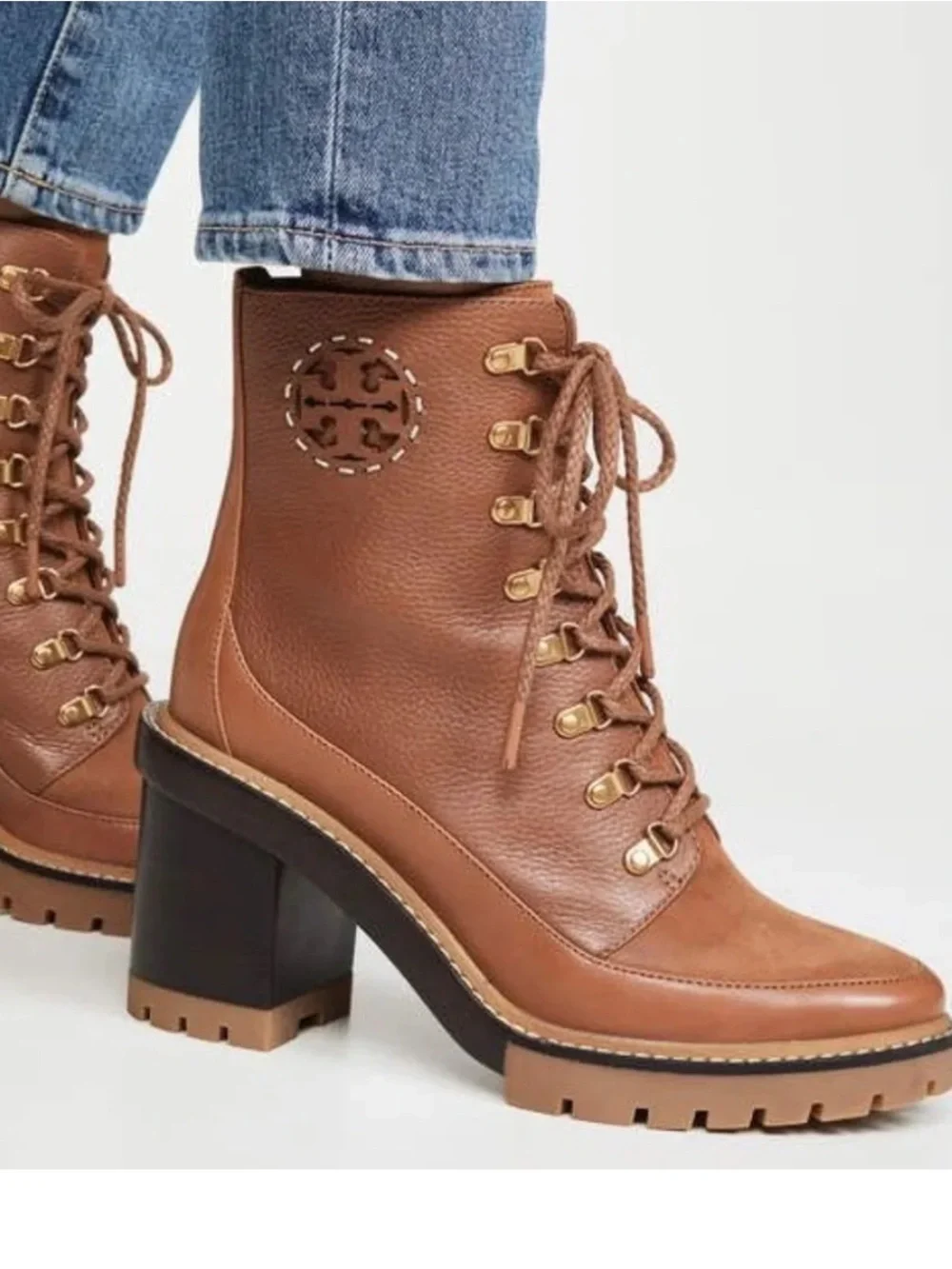TORY BURCH MILLER LUG SOLE BOOTIE 95MM in TOASTED CARAMEL